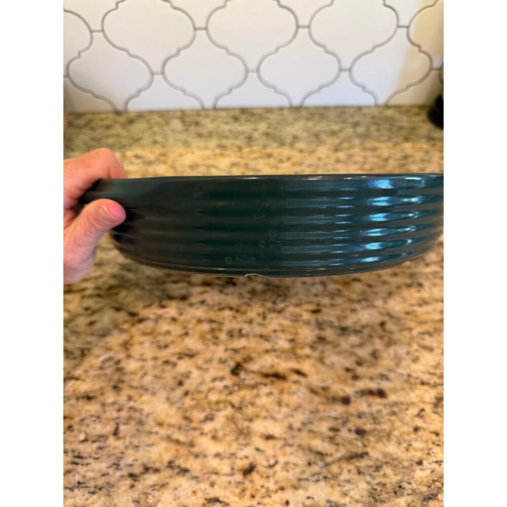 Pampered Chef New Traditions Collection Baker Deep Dish Pan Green Stoneware